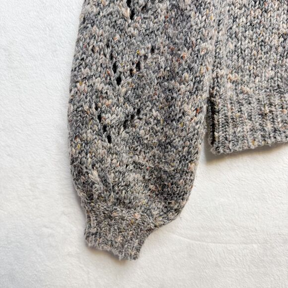 MADEWELL Pointelle Bubble Sleeve Wool Blend Oversized Pullover Sweater Gray Sz S - Picture 6 of 10